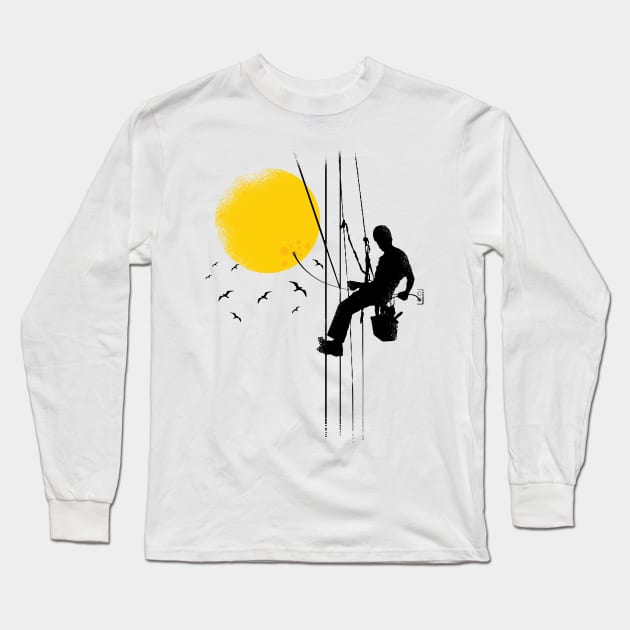 Worker plugging in the Sun Long Sleeve T-Shirt by madeinchorley